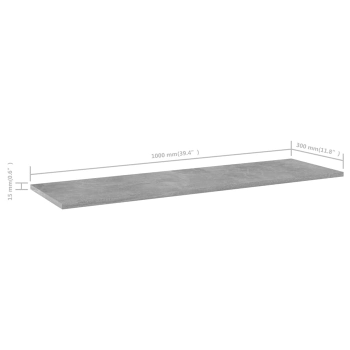 Plăci bibliotecă, 8 buc., gri beton, 100 x 30 x 1,5 cm, PAL WALTI