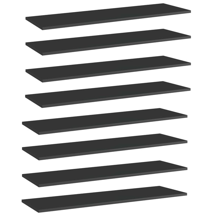 Plăci bibliotecă 8 buc. negru extralucios 100 x 30 x 1,5 cm PAL WALTI