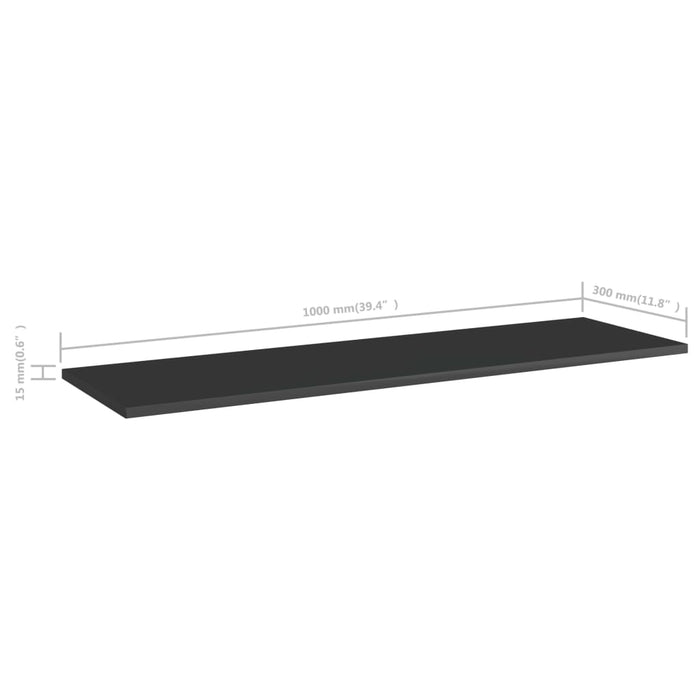 Plăci bibliotecă 8 buc. negru extralucios 100 x 30 x 1,5 cm PAL WALTI