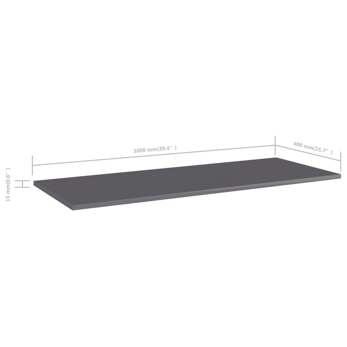 Plăci bibliotecă, 4 buc. gri extralucios, 100 x 40 x 1,5 cm PAL - WALTI WALTI