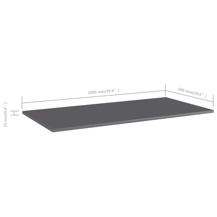 Plăci bibliotecă, 4 buc., gri extralucios 100 x 50 x 1,5 cm PAL WALTI