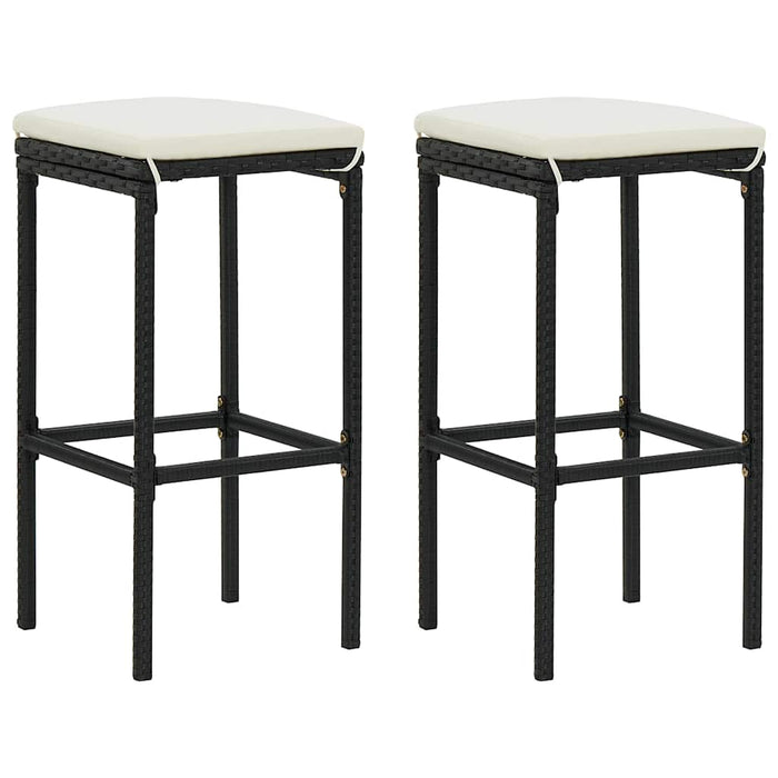Set mobilier bar de grădină cu perne, 3 piese, negru, poliratan WALTI