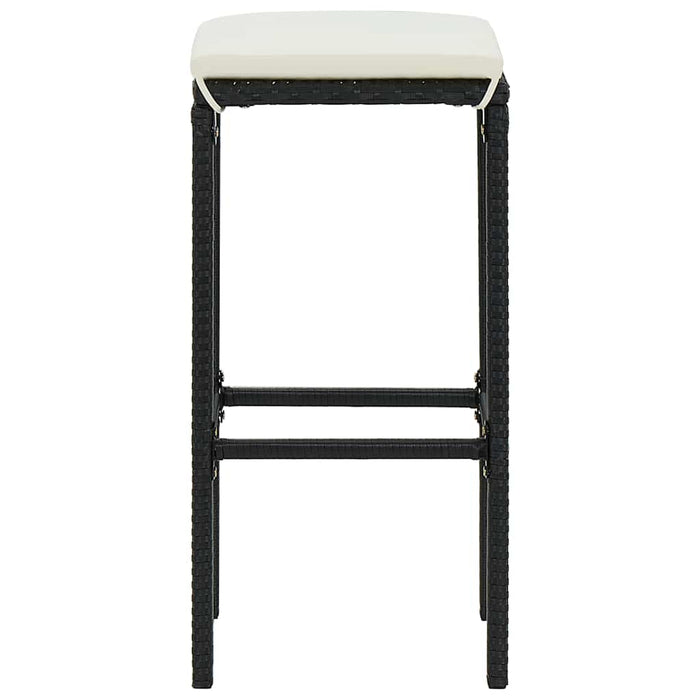 Set mobilier bar de grădină cu perne, 3 piese, negru, poliratan WALTI