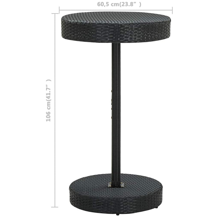 Set mobilier bar de grădină cu perne, 3 piese, negru, poliratan WALTI