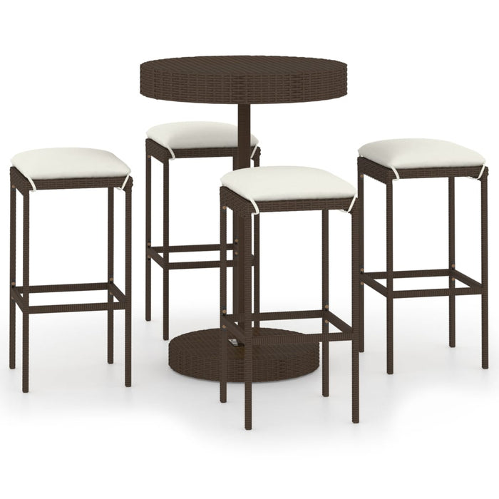 Set mobilier bar de grădină cu perne, 5 piese, maro, poliratan WALTI