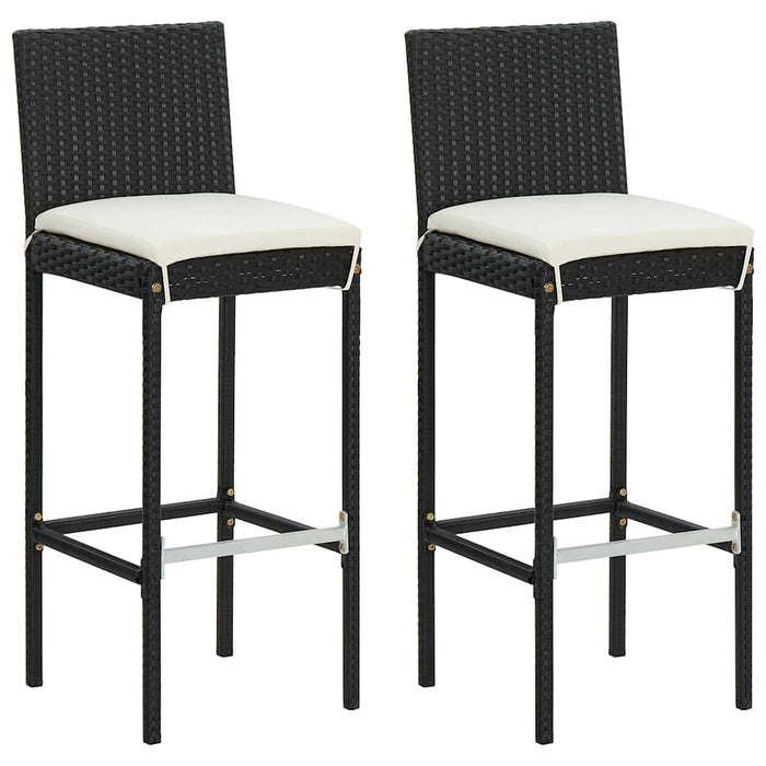 Set mobilier bar de grădină cu perne, 3 piese, negru, poliratan - WALTI WALTI