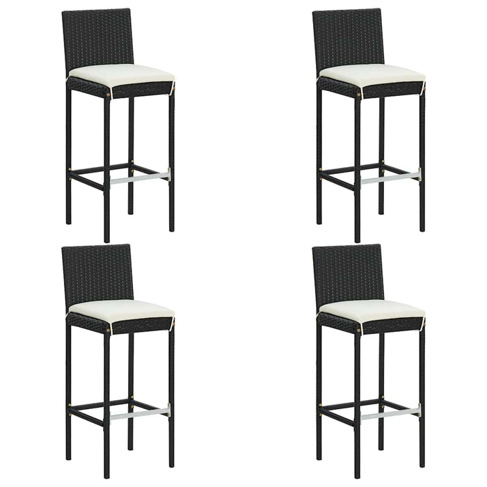 Set mobilier bar de grădină cu perne, 5 piese, negru, poliratan WALTI