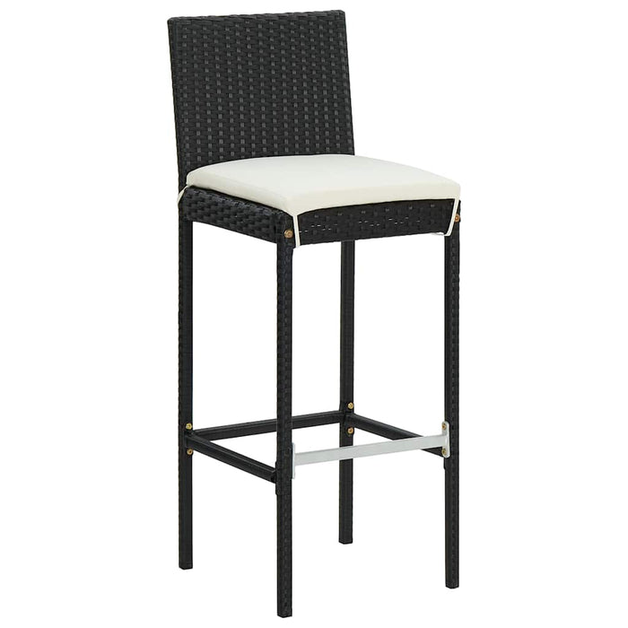 Set mobilier bar de grădină cu perne, 5 piese, negru, poliratan WALTI