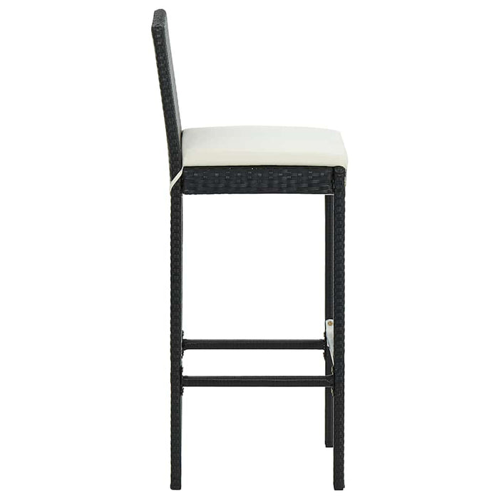 Set mobilier bar de grădină cu perne, 5 piese, negru, poliratan WALTI