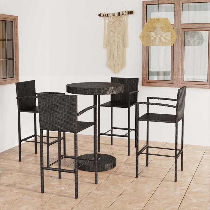 Set mobilier bar de grădină, 5 piese, negru, poliratan WALTI
