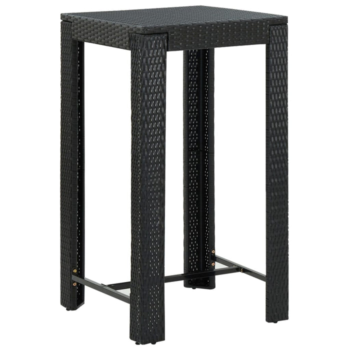 Set mobilier bar de grădină cu perne, 3 piese, negru, poliratan WALTI