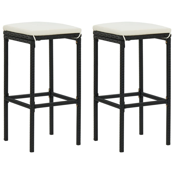 Set mobilier bar de grădină cu perne, 3 piese, negru, poliratan WALTI