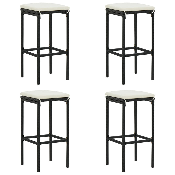 Set mobilier bar de grădină cu perne, 5 piese, negru, poliratan WALTI