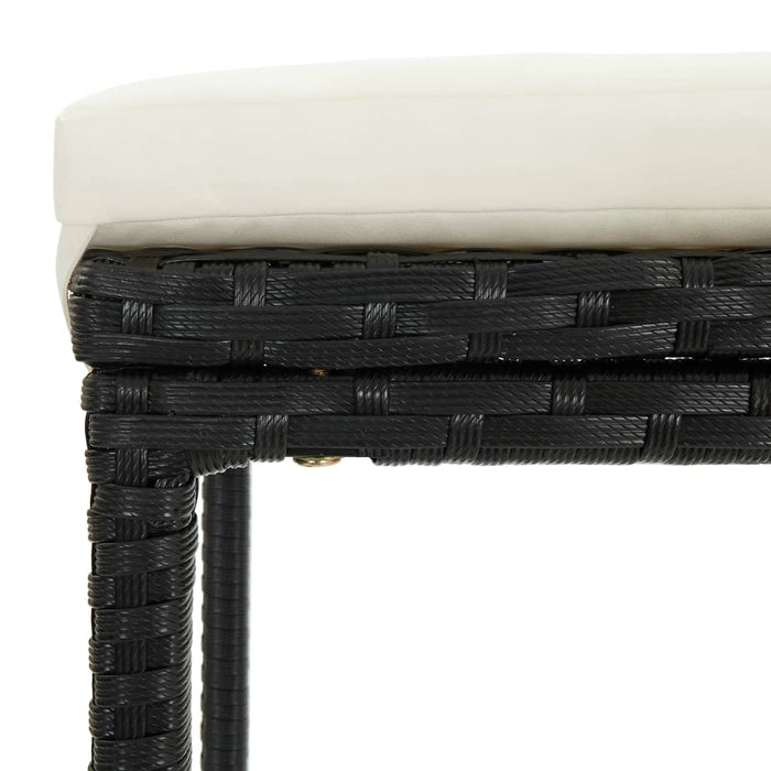 Set mobilier bar de grădină cu perne, 5 piese, negru, poliratan WALTI
