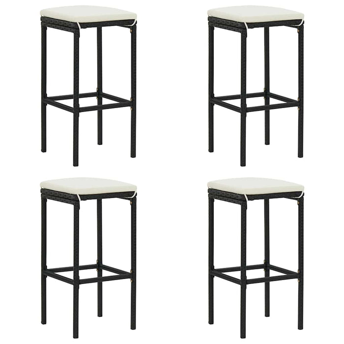 Set mobilier bar de grădină cu perne, 5 piese, negru, poliratan WALTI