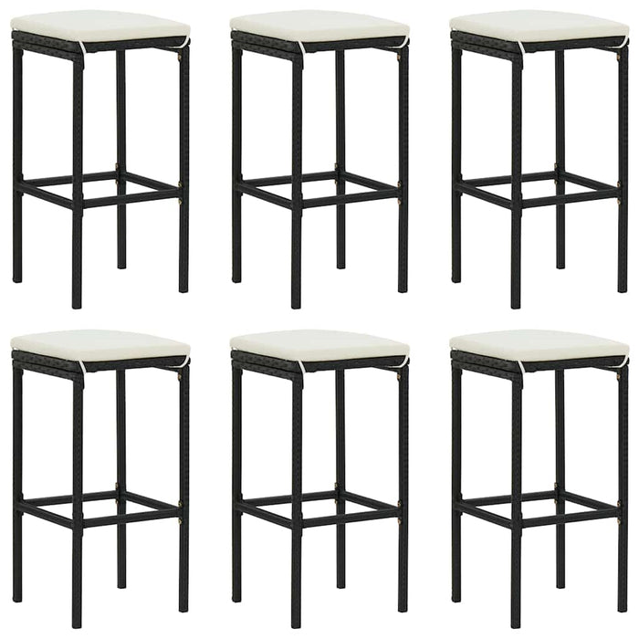 Set mobilier bar de grădină cu perne, 7 piese, negru, poliratan WALTI