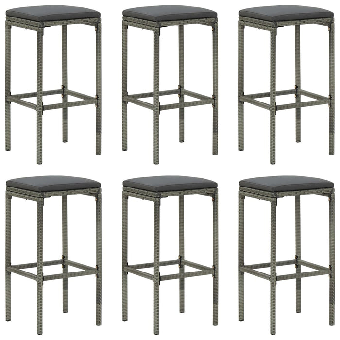 Set mobilier bar de grădină cu perne, 7 piese, gri, poliratan - WALTI WALTI
