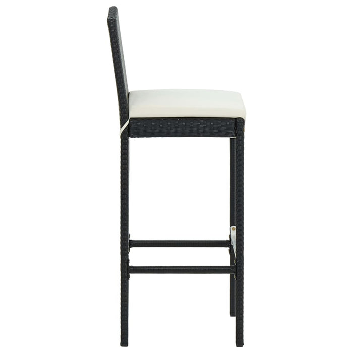 Set bar de exterior, cu perne, 3 piese, negru, poliratan WALTI