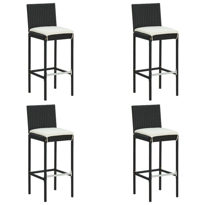 Set mobilier bar exterior cu perne, 5 piese, negru, poliratan WALTI