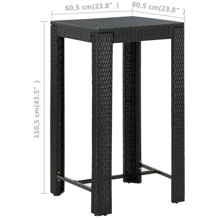 Set mobilier bar exterior cu perne, 5 piese, negru, poliratan WALTI
