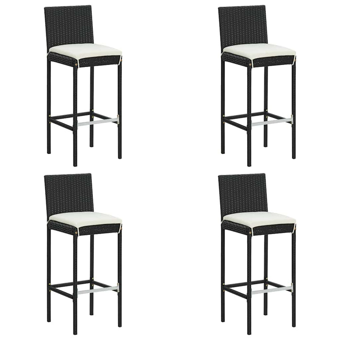 Set mobilier bar de exterior cu perne 5 piese, negru, poliratan WALTI