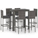 Set mobilier bar de grădină cu perne, 7 piese, gri, poliratan - WALTI WALTI