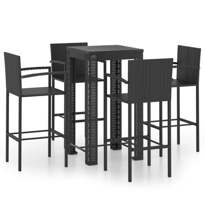Set bar exterior cu cotieră, 5 piese, negru, poliratan - WALTI WALTI