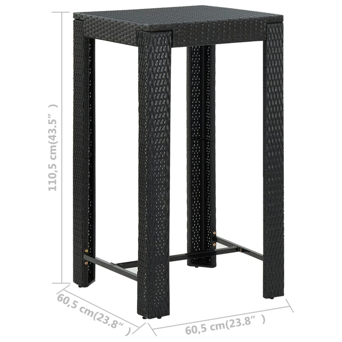 Set bar exterior cu cotieră, 5 piese, negru, poliratan - WALTI WALTI