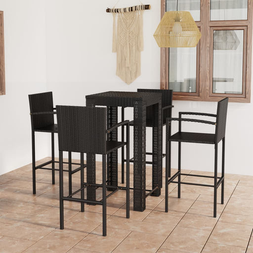 Set bar exterior cu cotieră, 5 piese, negru, poliratan - WALTI WALTI