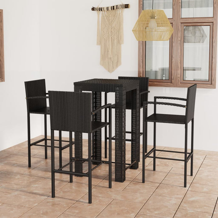 Set bar exterior cu cotieră, 5 piese, negru, poliratan - WALTI WALTI