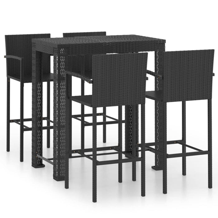 Set bar exterior cu cotieră, 5 piese, negru, poliratan - WALTI WALTI