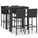 Set bar exterior cu cotieră, 5 piese, negru, poliratan - WALTI WALTI