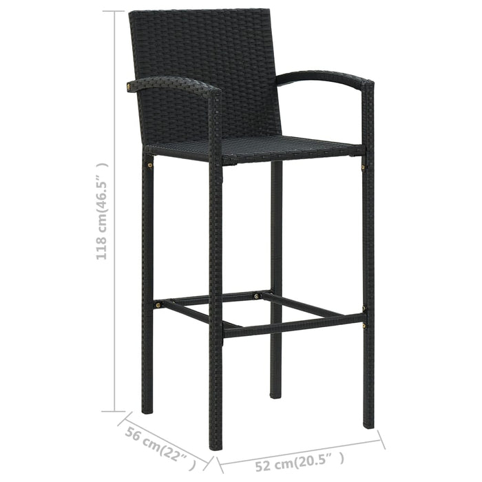 Set bar exterior cu cotieră, 5 piese, negru, poliratan - WALTI WALTI