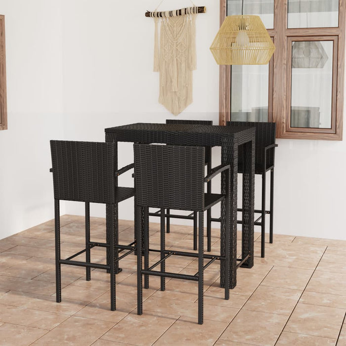 Set bar exterior cu cotieră, 5 piese, negru, poliratan - WALTI WALTI