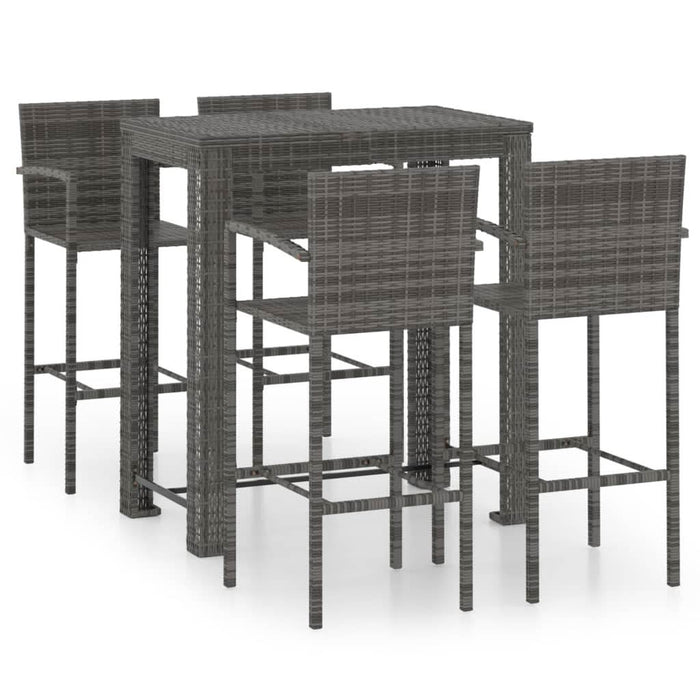 Set bar exterior cu cotieră, 5 piese, gri, poliratan - WALTI WALTI