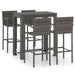 Set bar exterior cu cotieră, 5 piese, gri, poliratan - WALTI WALTI