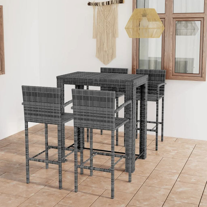Set bar exterior cu cotieră, 5 piese, gri, poliratan - WALTI WALTI