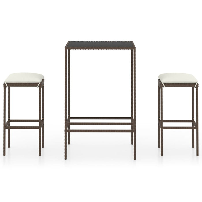 Set mobilier bar de grădină, cu perne, 3 piese, maro, poliratan - WALTI WALTI