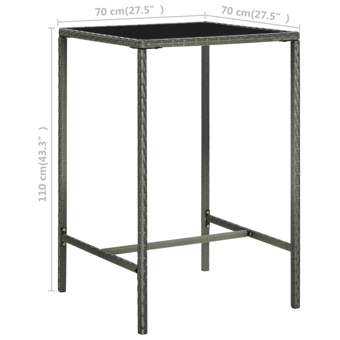 Set mobilier bar de grădină, cu perne, 3 piese, gri, poliratan - WALTI WALTI