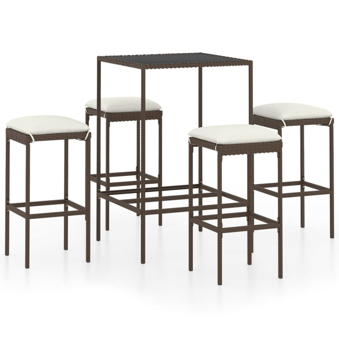 Set mobilier bar de grădină cu perne, 5 piese, maro, poliratan - WALTI WALTI