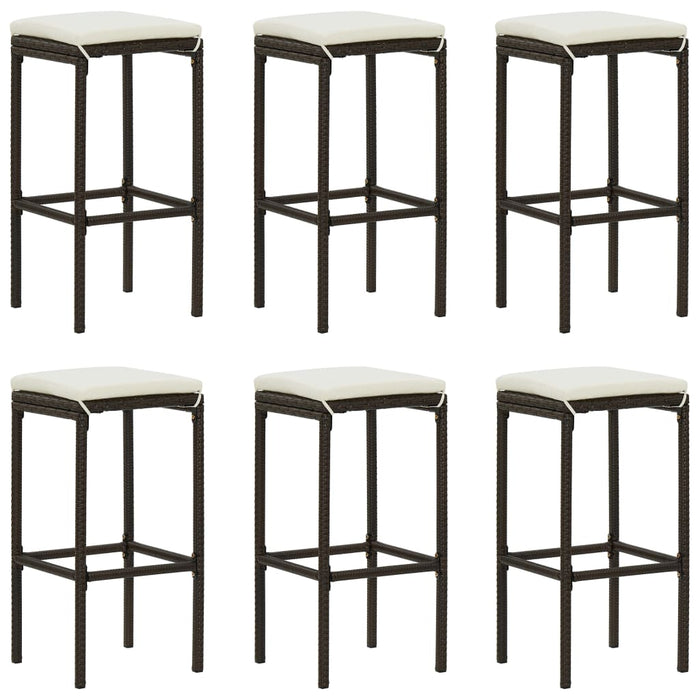 Set mobilier bar de grădină cu perne, 7 piese, maro, poliratan WALTI
