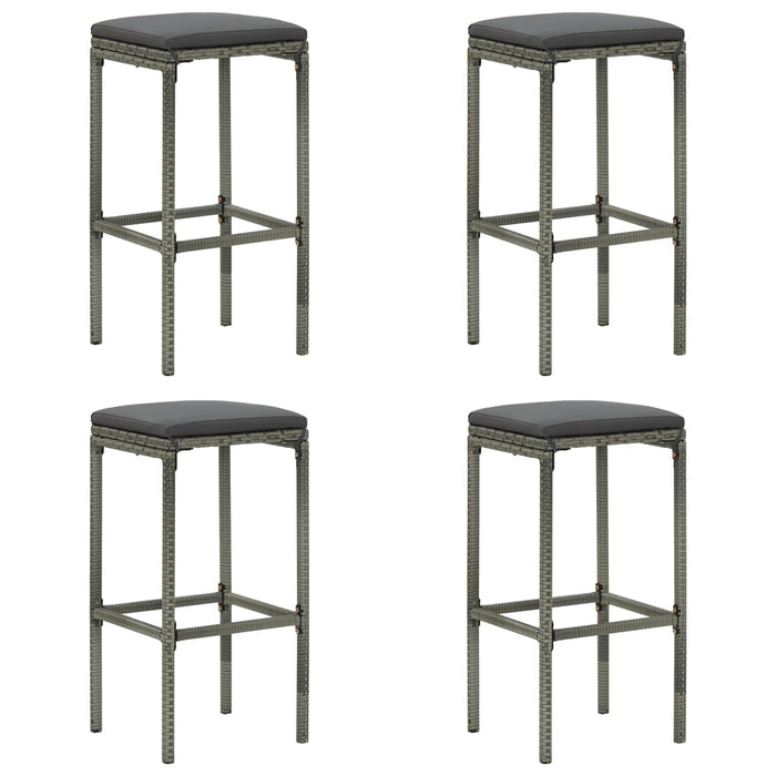 Set mobilier bar de grădină cu perne, 9 piese, gri, poliratan WALTI