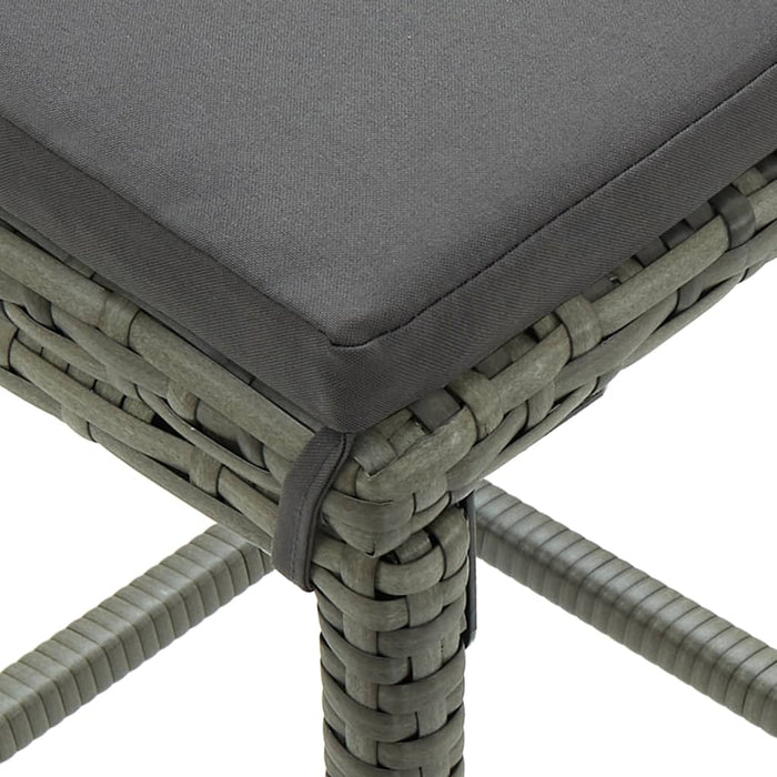 Set mobilier bar de grădină cu perne, 9 piese, gri, poliratan WALTI
