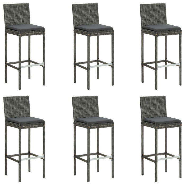 Set mobilier bar de grădină cu perne, 7 piese, gri, poliratan WALTI