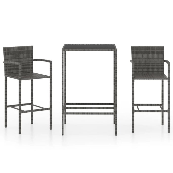 Set mobilier bar de grădină, 3 piese, gri, poliratan - WALTI WALTI