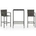 Set mobilier bar de grădină, 3 piese, gri, poliratan - WALTI WALTI