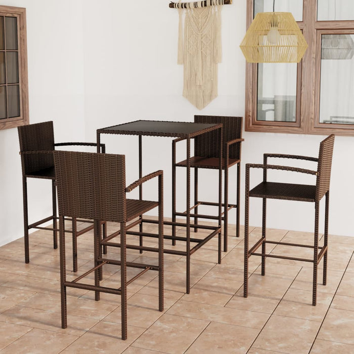 Set mobilier bar de grădină, 5 piese, maro, poliratan - WALTI WALTI