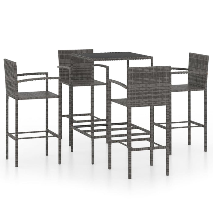 Set mobilier bar de grădină, 5 piese, gri, poliratan - WALTI WALTI