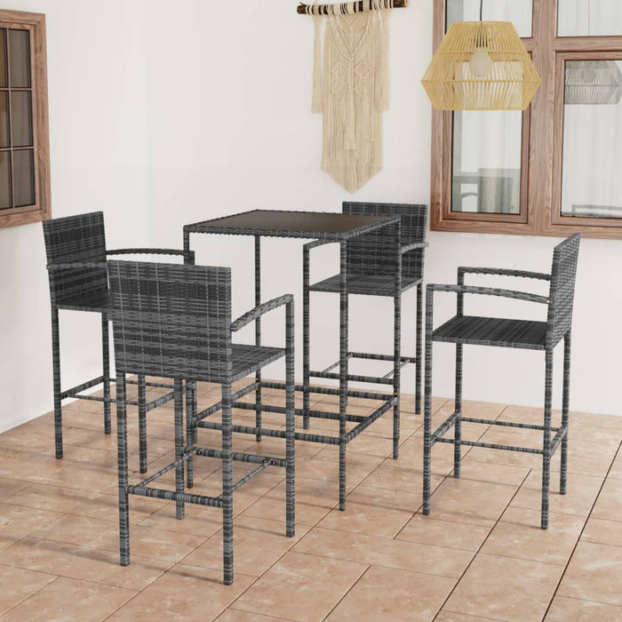 Set mobilier bar de grădină, 5 piese, gri, poliratan - WALTI WALTI