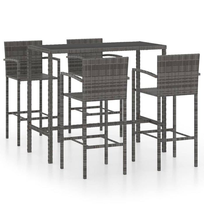 Set mobilier bar de grădină, 5 piese, gri, poliratan - WALTI WALTI